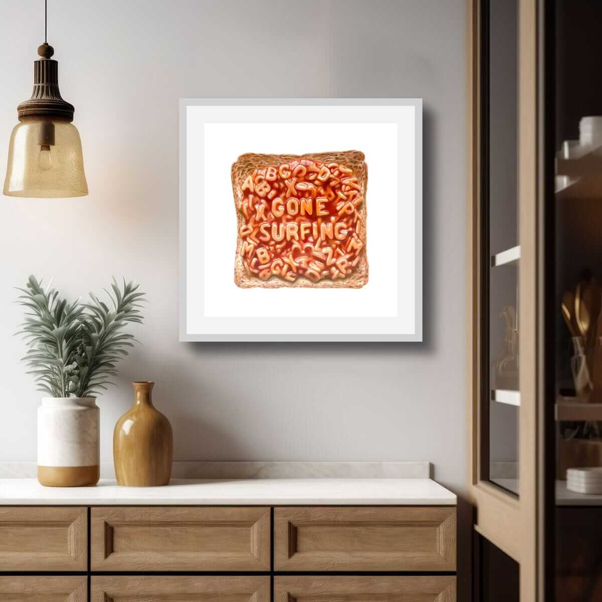 Gone surfing print alphabet spaghetti art "I left you a note"