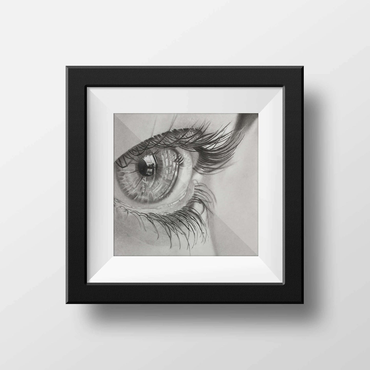 Into the eye Print close up off an eye drawing in a frame