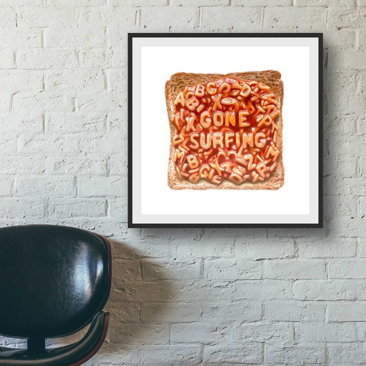 Gone surfing print alphabet spaghetti art "I left you a note"