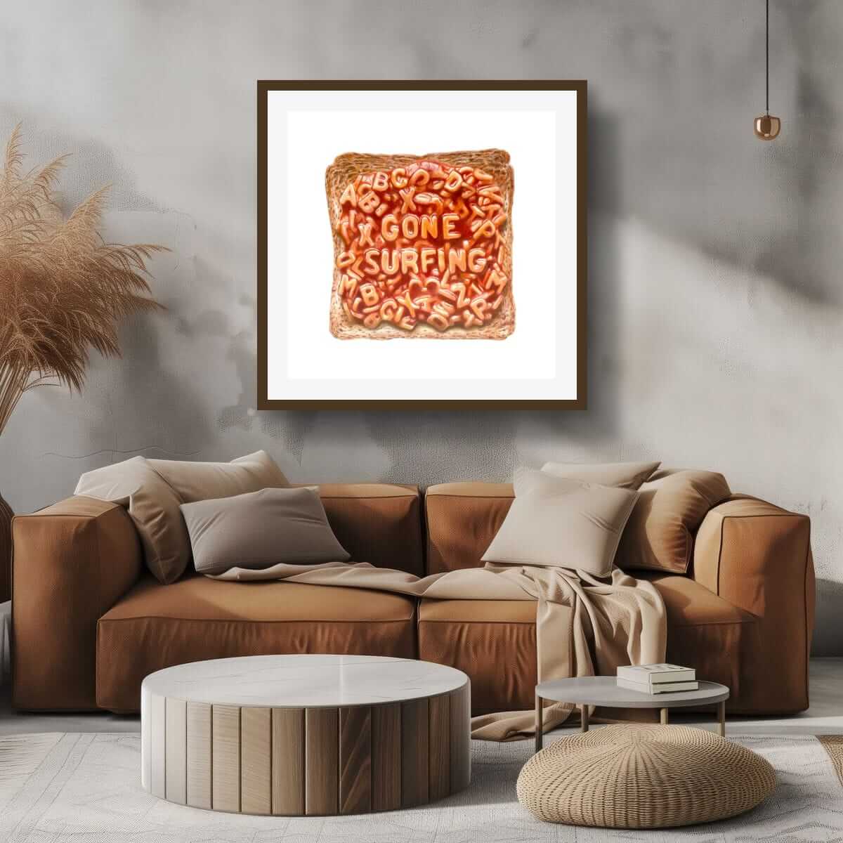 Gone surfing print alphabet spaghetti art "I left you a note"