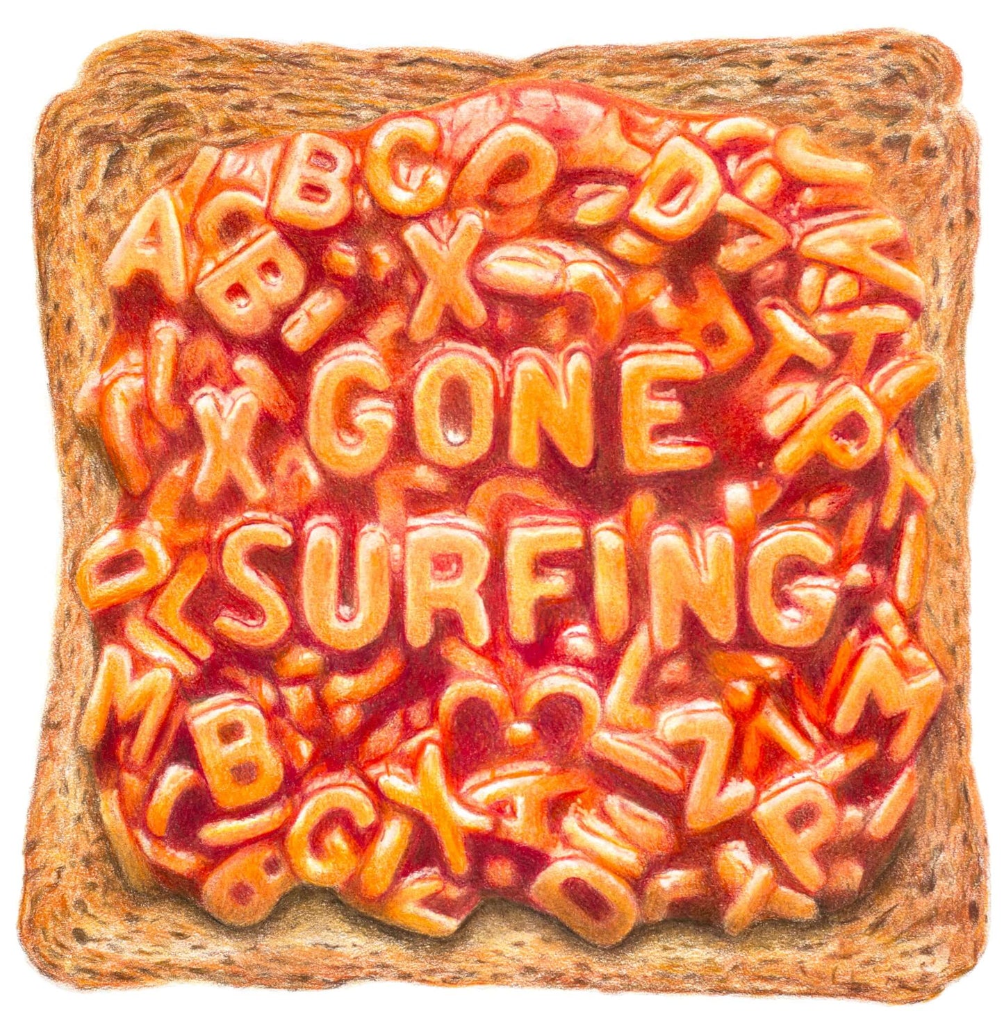 gone surfing alphabet spaghetti on toast art