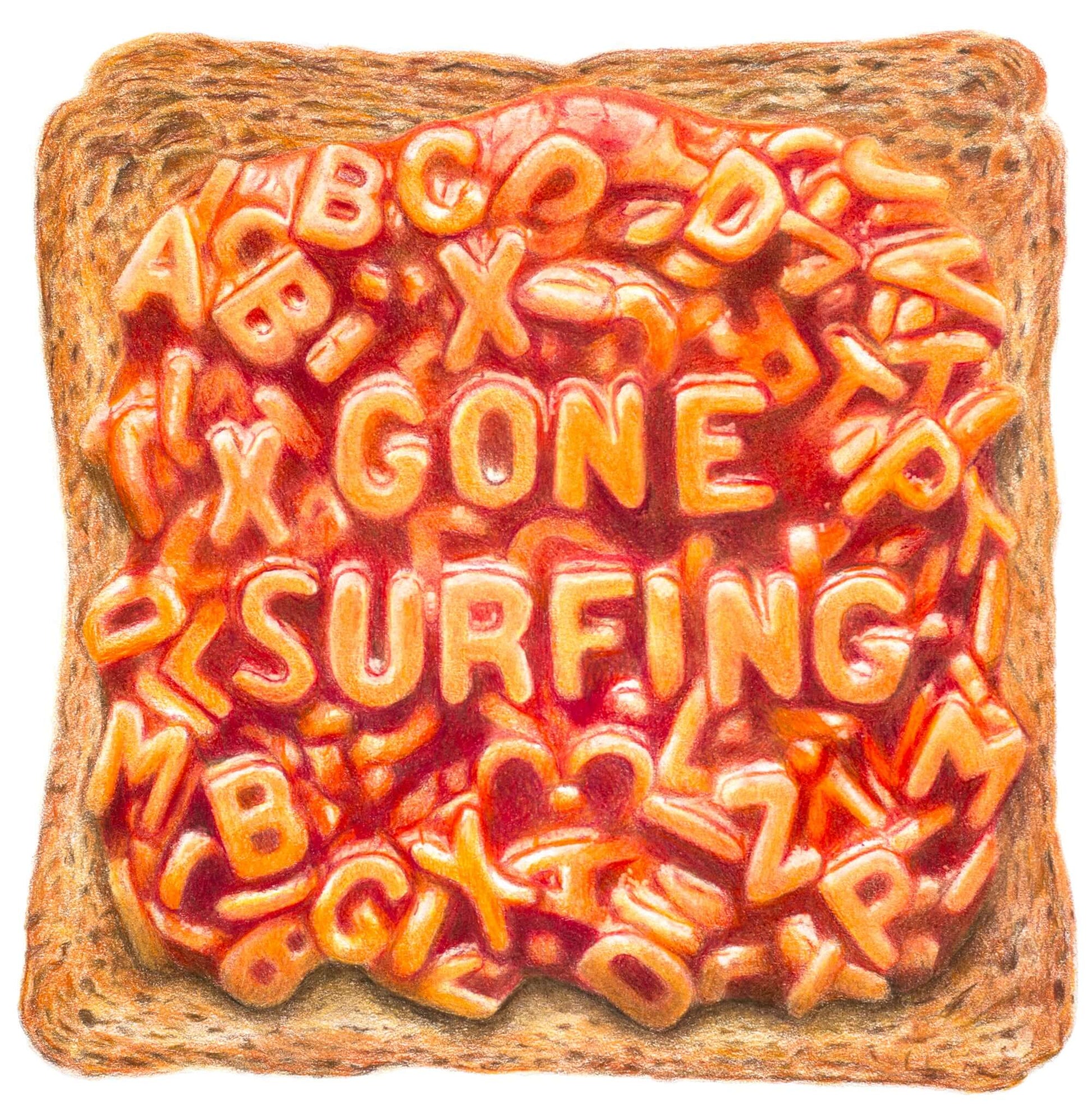 gone surfing alphabet spaghetti on toast art
