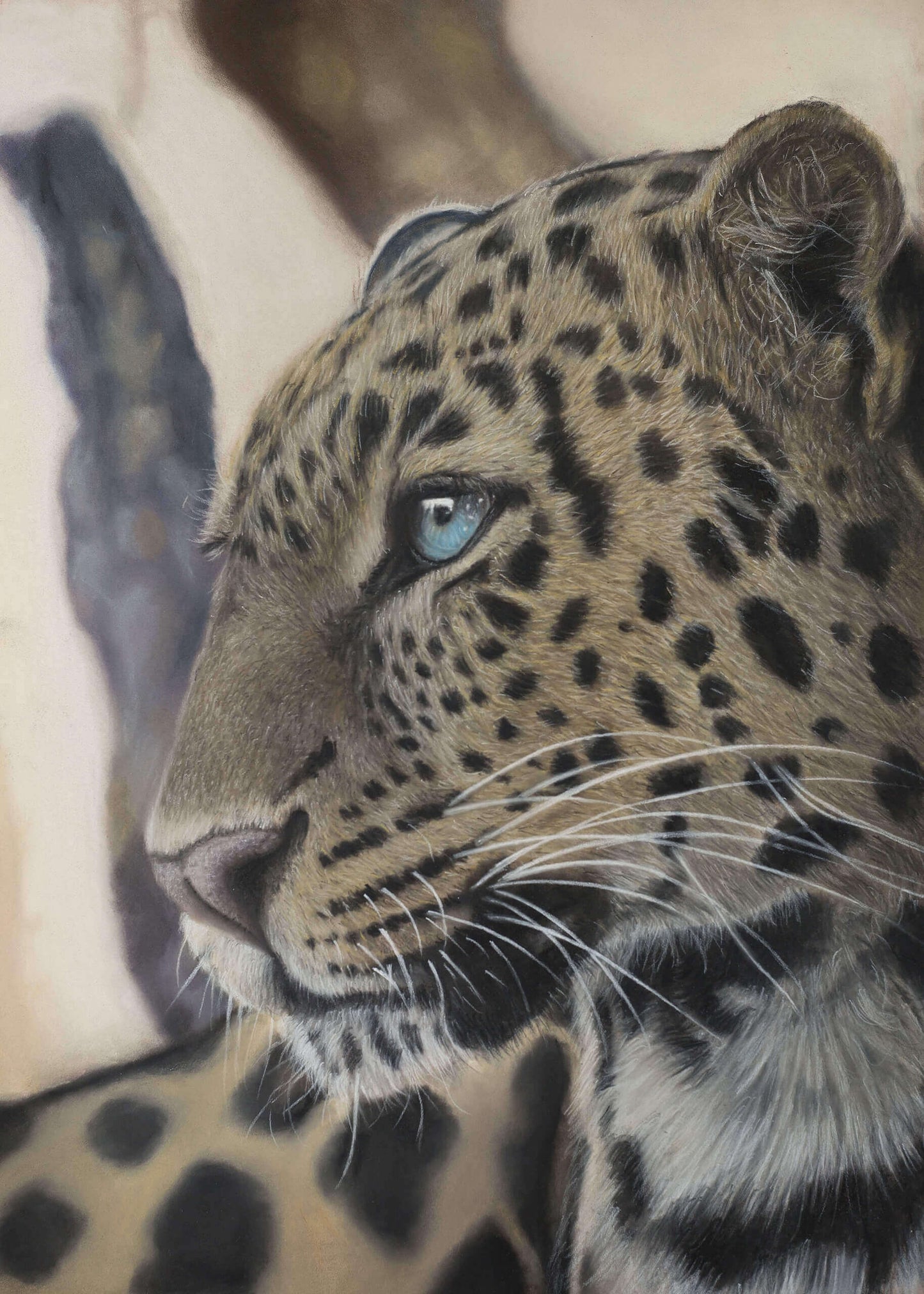 Leopard pastel drawing print