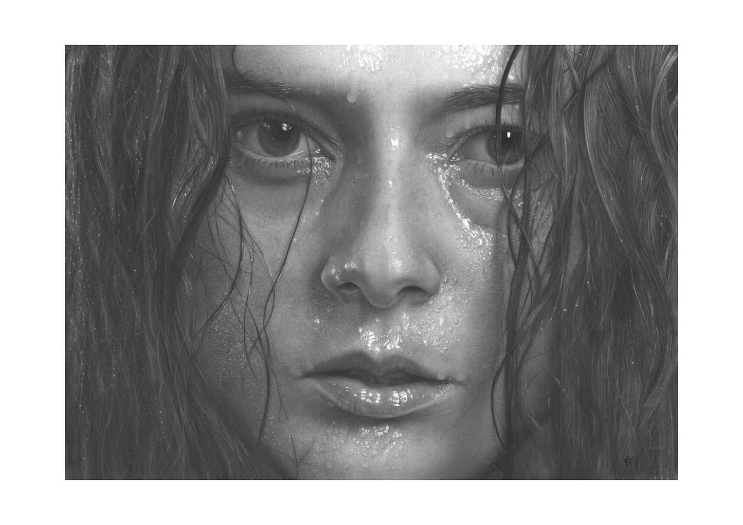 woman with water dripping down her face